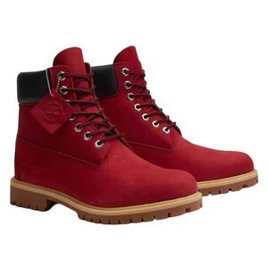 ♥️ TIMBERLAND 6” BOOTS RED NUBUCK VALENTINES DAY ♥️